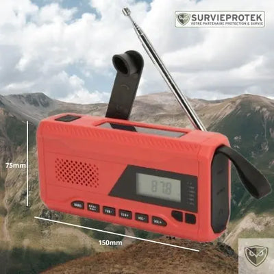 Radio solaire à manivelle LED