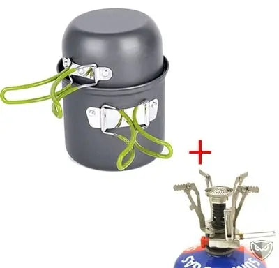 BIVOUAK™ Set de cuisine camping avec mini réchaud à gaz survieprotek