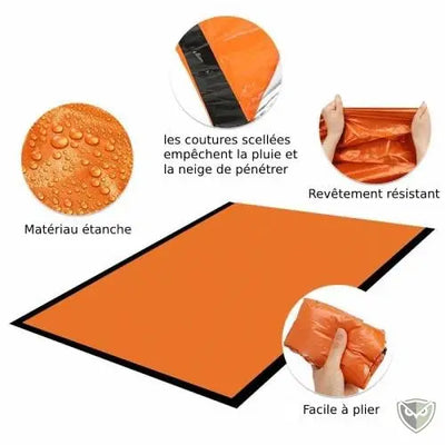 couverture de survie réutilisable pliable